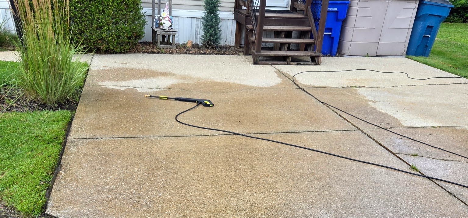 Clean driveway after a pressure wash